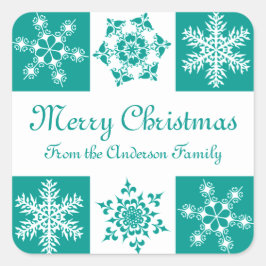 Frohe Weihnachten von Ihrem Familiengeschenklabel Quadratischer Aufkleber