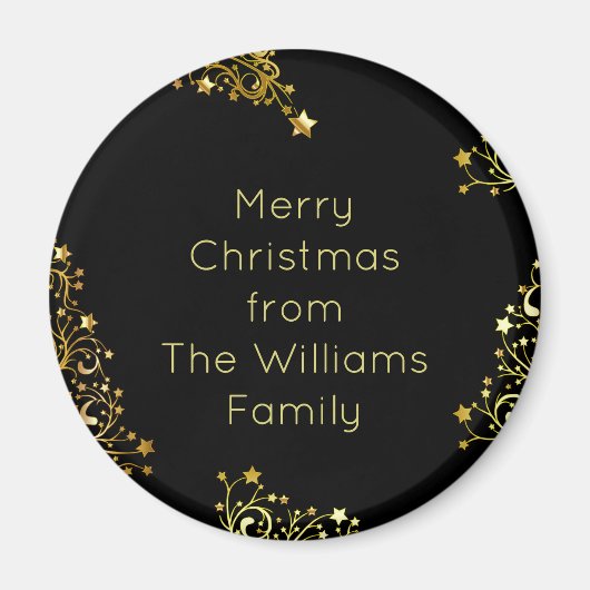 Frohe Weihnachten von Ihrem Namen Black Gold hinzu Magnet (Vorne)