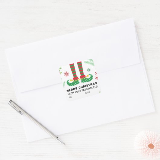 Frohe Weihnachten von Ihren Lieblings-Elf-Gefallen Quadratischer Aufkleber (Umschlag)