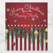 Frohe Weihnachten von (Ihrer Familie) Weinetikett (Einzelnes Label)