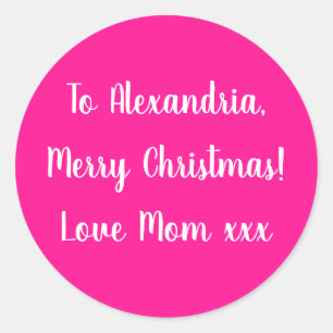 Frohe Weihnachten von Mama Hot Pink Geschenk Tag Runder Aufkleber