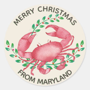 Frohe Weihnachten von Maryland Crab Runder Aufkleber