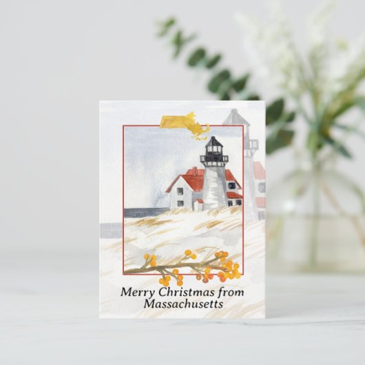 Frohe Weihnachten von Massachusetts Leuchtturm Sch (Stehend Vorderseite)