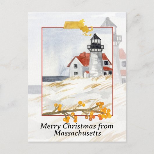 Frohe Weihnachten von Massachusetts Leuchtturm Sch (Vorderseite)