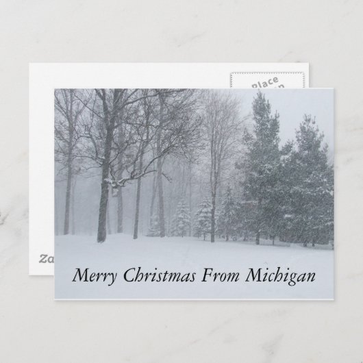 Frohe Weihnachten von Michigan Winter Snow Postca (Vorne/Hinten)
