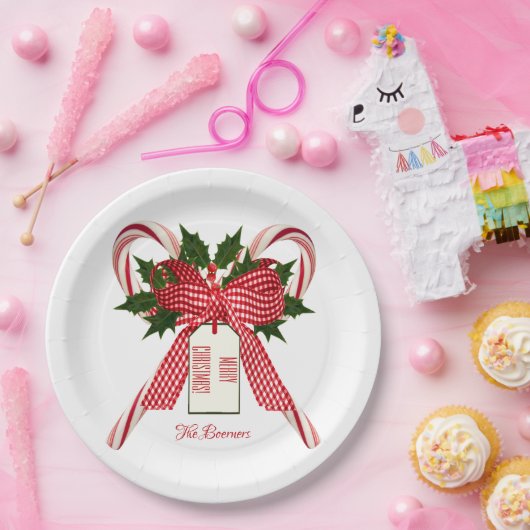 Frohe Weihnachten von Name Candy Canes  Pappteller (Party)