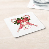 Frohe Weihnachten von Name Candy Canes Rechteckiger Pappuntersetzer (angewinkelt)