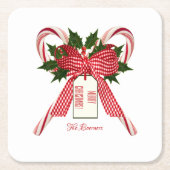 Frohe Weihnachten von Name Candy Canes Rechteckiger Pappuntersetzer (Vorderseite)