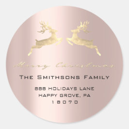 Frohe Weihnachten von Name Rose Gold UAWG Reindeer Runder Aufkleber