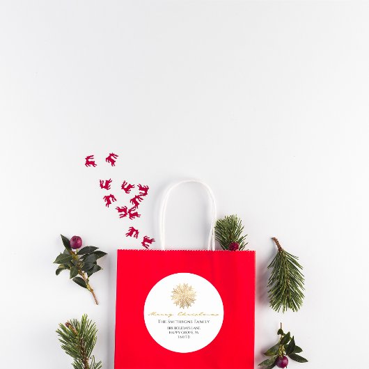 Frohe Weihnachten von Name Whit Gold UAWG Snowflak Runder Aufkleber