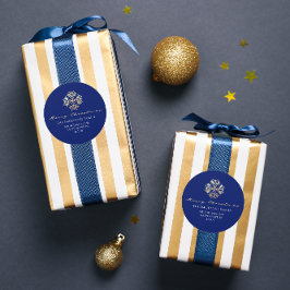 Frohe Weihnachten von Navy Gold UAWG Snowflakes Runder Aufkleber