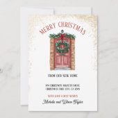 Frohe Weihnachten von New Zuhause Door Wreath Ankündigung (Vorderseite)