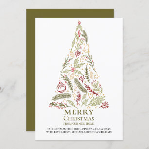 Frohe Weihnachten von New Zuhause Pine Holly Tree Ankündigung