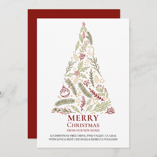 Frohe Weihnachten von New Zuhause Pine und Holly T Ankündigung (Vorne/Hinten)