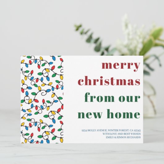 Frohe Weihnachten von New Zuhause String Lights Ankündigung (Stehend Vorderseite)