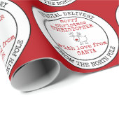 Frohe Weihnachten von North Pole Custom Santa Geschenkpapier (Rolleneckpunkt)