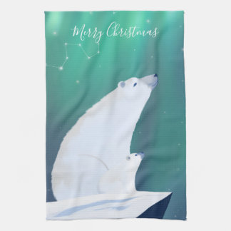 Frohe Weihnachten von Polar-Bären Geschirrtuch