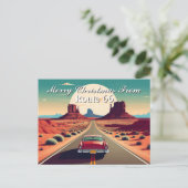 Frohe Weihnachten von Route 66 Retro Car Wüste Postkarte (Stehend Vorderseite)