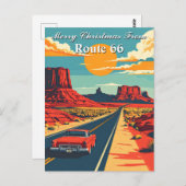 Frohe Weihnachten von Route 66 Retro Road Trip Postkarte (Vorne/Hinten)