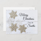 Frohe Weihnachten von... Rustikale Schneeflocken Postkarte (Vorne/Hinten)