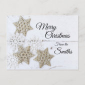 Frohe Weihnachten von... Rustikale Schneeflocken Postkarte (Vorderseite)