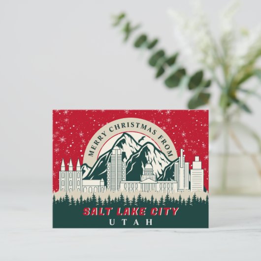 Frohe Weihnachten Von Salt Lake City Utah Souvenir Postkarte (Stehend Vorderseite)