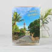 Frohe Weihnachten von Sanibel Island FL Lighthouse (Stehend Vorderseite)