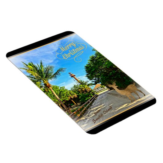 Frohe Weihnachten von Sanibel Island FL Lighthouse Magnet (Rechte Seite)