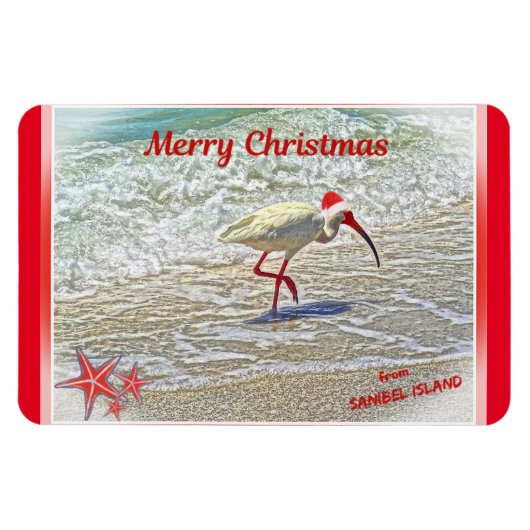 Frohe Weihnachten von Sanibel Island FL White Ibis Magnet (Horizontal)