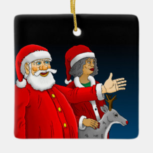 Frohe Weihnachten von Santa Claus und Mrs. Claus Keramikornament