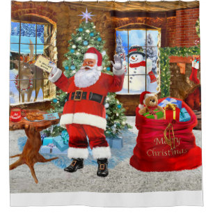 Frohe Weihnachten von Santa Duschvorhang