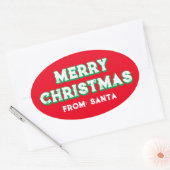 Frohe Weihnachten von Santa Editable Text Red Oval Ovaler Aufkleber (Umschlag)