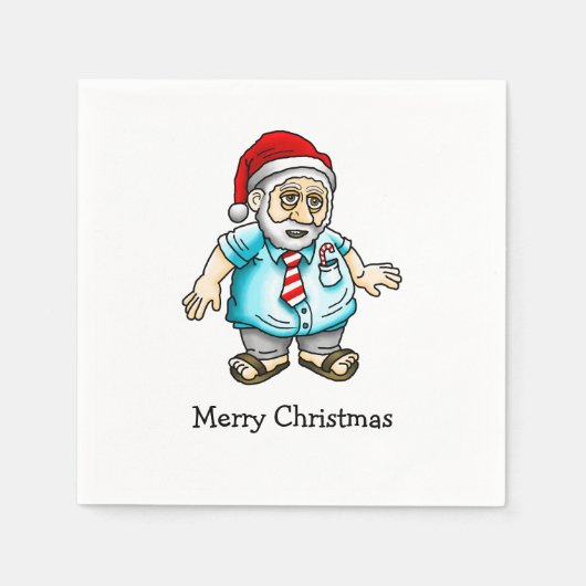 Frohe Weihnachten von Santa in Sandals Serviette (Vorderseite)