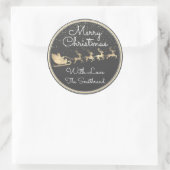 Frohe Weihnachten von Santa Reindeer Sleight Gray Runder Aufkleber (Tasche)