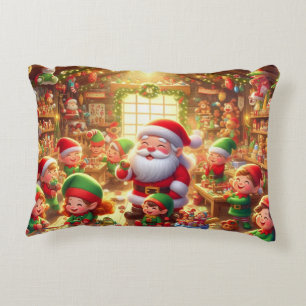 Frohe Weihnachten von Santa und seinen Elfen Dekokissen