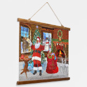 Frohe Weihnachten von Santa Wandteppich Mit Holzrahmen (Gewinkelt)