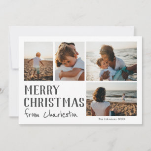 Frohe Weihnachten von Stadt oder Ort Fotokarte Karte