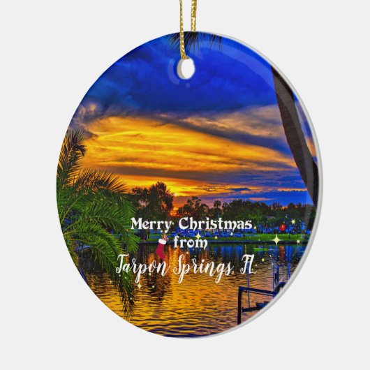 Frohe Weihnachten von Tarpon Springs, FL Keramik Ornament (Links)