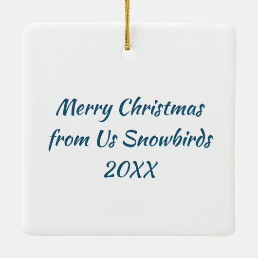 Frohe Weihnachten von uns Snowbirds Keramikornament (Rückseite)