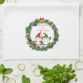 Frohe Weihnachten von "Unser Gnome" zu "Dein" auf  Geschirrtuch