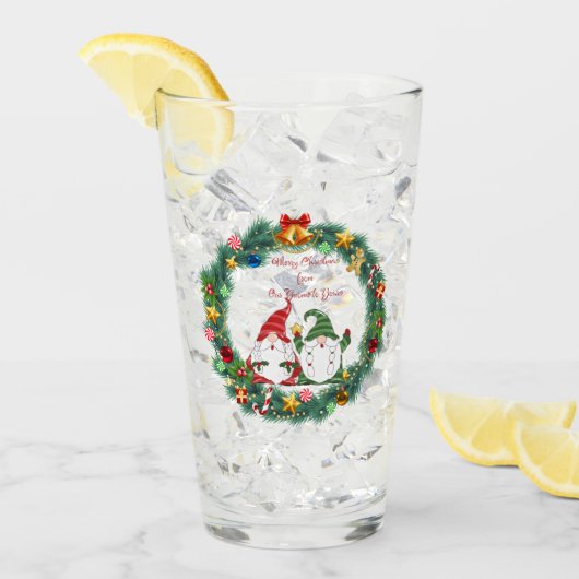 Frohe Weihnachten von "Unser Gnome" zu "Dein" auf Glas (Vorderseite Ice)
