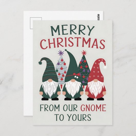 Frohe Weihnachten von unserem Gnome zu deinen Weih Postkarte (Vorne/Hinten)