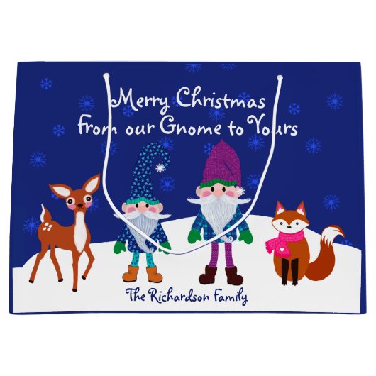 Frohe Weihnachten Von unserem Gnome zu Yours Blue Große Geschenktüte (Vorderseite)