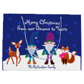 Frohe Weihnachten Von unserem Gnome zu Yours Blue Große Geschenktüte (Rückseite)