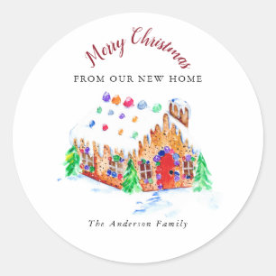 Frohe Weihnachten von unserer neuen Zuhause Moving Runder Aufkleber