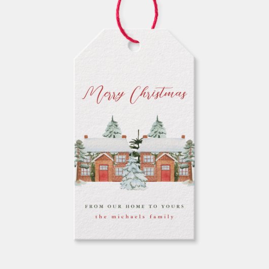 Frohe Weihnachten von unserer Zuhause bis zu deine Geschenkanhänger (Vorderseite)