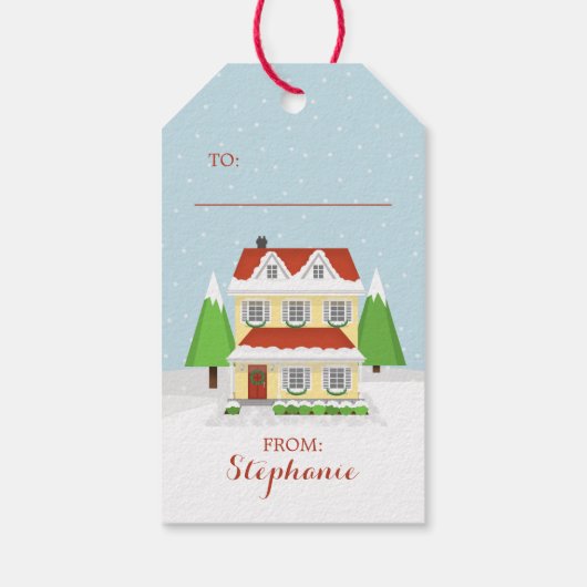 Frohe Weihnachten von unserer Zuhause zu deinen Geschenkanhänger (Rückseite)