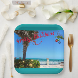 Frohe Weihnachten von Vero Beach Florida Ozean Pappteller