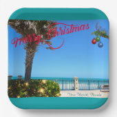Frohe Weihnachten von Vero Beach Florida Ozean Pappteller (Vorderseite)