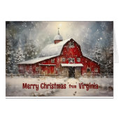 Frohe Weihnachten von Virginia Winter Barn Card (Vorderseite (Horizontal))